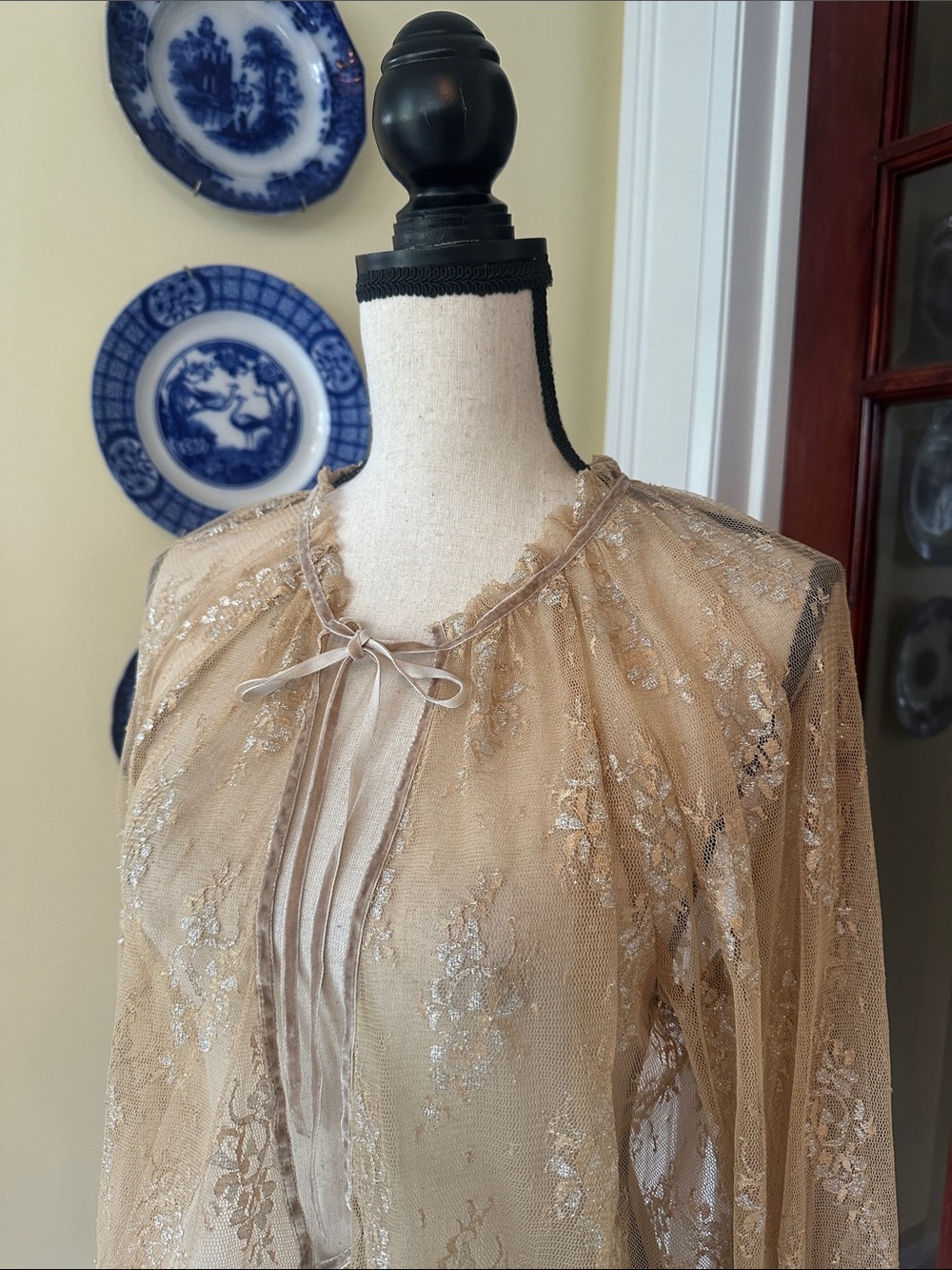 Lane Bryant | Metallic Floral Sheer Lace Blouse, Size 18/20 - Picture 2 of 8